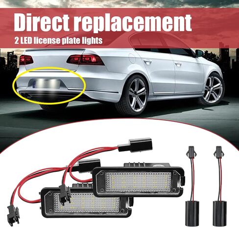 ضوء لوحة ترخيص LED مدعوم بمصابيح LED بيضاء زينون 18SMD متوافقة مع بورش كايين بوكستر كاريرا كايمان VW Golf 4 5 6 GTi Eos Beetle Rabbit CC حزمة من قطعتين in Saudi Arabia