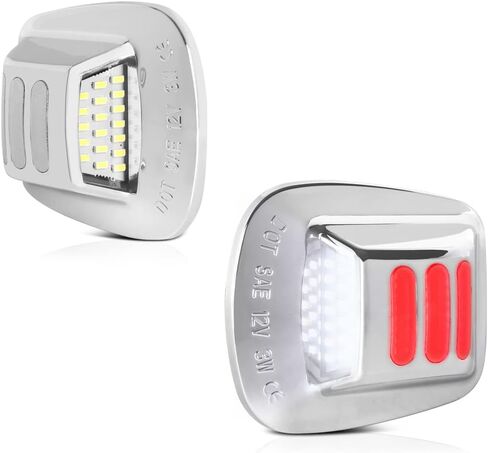 VIPMOTOZ Red Strip Full LED License Plate Tag Light Lamp Compatible With 1997-2011 Compatible with Dodge Dakota Truck Raider Clear Lens Chrome Housing Driver & Passenger Side Pair Set in Saudi Arabia