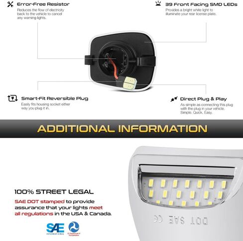 VIPMOTOZ Red Strip Full LED License Plate Tag Light Lamp Compatible With 1997-2011 Compatible with Dodge Dakota Truck Raider Clear Lens Chrome Housing Driver & Passenger Side Pair Set in Saudi Arabia