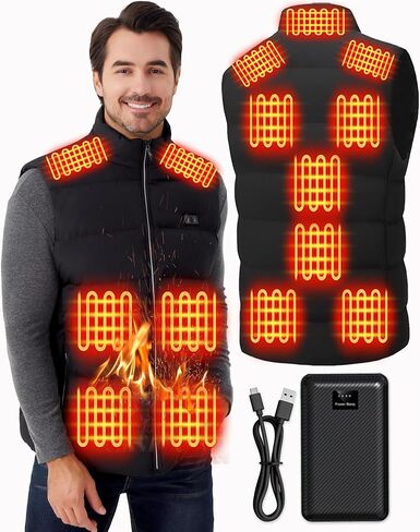 Electric Heated Vest for Men: Lightweight Warm Heated Jacket with 16000mAh Battery Pack - Winter Outdoor Hunting in Saudi Arabia