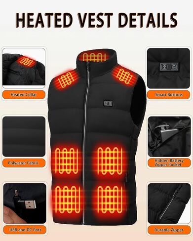Electric Heated Vest for Men: Lightweight Warm Heated Jacket with 16000mAh Battery Pack - Winter Outdoor Hunting in Saudi Arabia