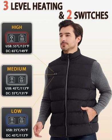 Electric Heated Vest for Men: Lightweight Warm Heated Jacket with 16000mAh Battery Pack - Winter Outdoor Hunting in Saudi Arabia
