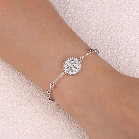 4mm Silver Plated Beads Catholic Rosary Chain Bracelet for Women with Gift Box in Saudi Arabia