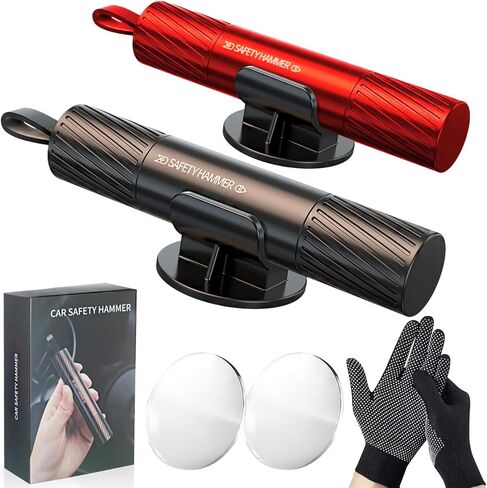 Safe Hammer Glass Breaker with Seatbelt Cutter Shatters Underwater Glass in 1 Second, Life Hammer Car Escape Tool with High-Hardness Tungsten Carbide Tip 70+ HRC, Includes Slip & Cut Resistant Gloves in Saudi Arabia