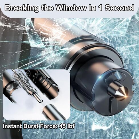 Safe Hammer Glass Breaker with Seatbelt Cutter Shatters Underwater Glass in 1 Second, Life Hammer Car Escape Tool with High-Hardness Tungsten Carbide Tip 70+ HRC, Includes Slip & Cut Resistant Gloves in Saudi Arabia