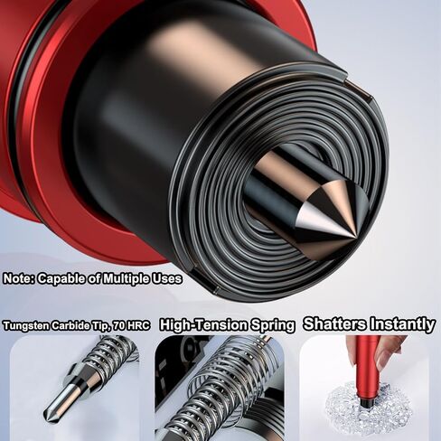 Safe Hammer Glass Breaker with Seatbelt Cutter Shatters Underwater Glass in 1 Second, Life Hammer Car Escape Tool with High-Hardness Tungsten Carbide Tip 70+ HRC, Includes Slip & Cut Resistant Gloves in Saudi Arabia