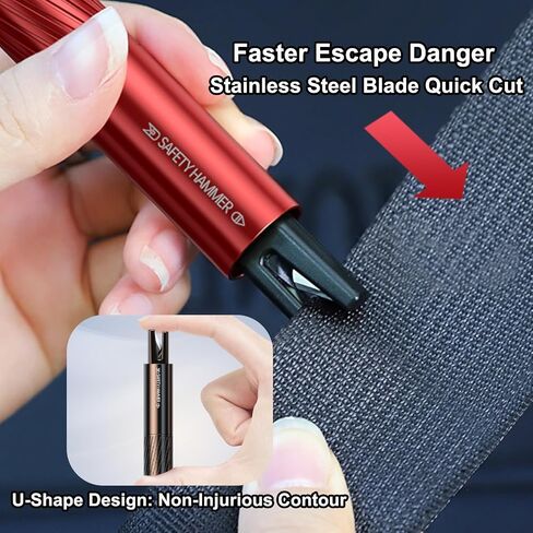Safe Hammer Glass Breaker with Seatbelt Cutter Shatters Underwater Glass in 1 Second, Life Hammer Car Escape Tool with High-Hardness Tungsten Carbide Tip 70+ HRC, Includes Slip & Cut Resistant Gloves in Saudi Arabia