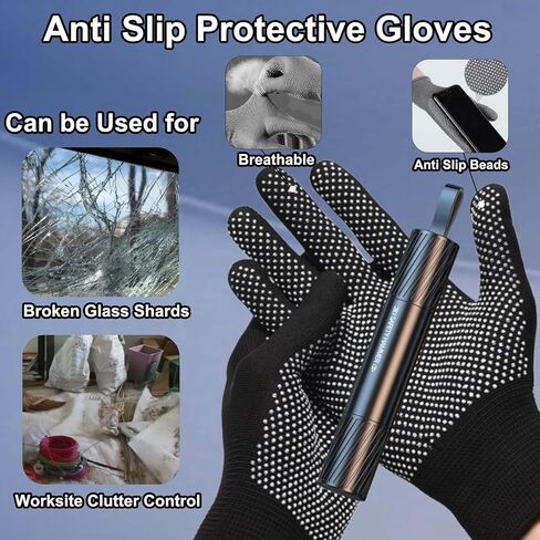 Safe Hammer Glass Breaker with Seatbelt Cutter Shatters Underwater Glass in 1 Second, Life Hammer Car Escape Tool with High-Hardness Tungsten Carbide Tip 70+ HRC, Includes Slip & Cut Resistant Gloves in Saudi Arabia
