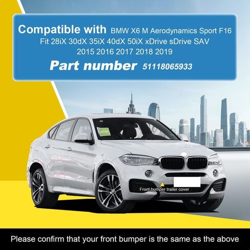 غطاء خطاف سحب المصد الأمامي للسيارة متوافق مع BMW X6 M Aerodynamics Sport F16 Fit 28iX 30dX 35iX 40dX 50iX xDrive sDrive SAV 2015 2016 2017 2018 2019 غطاء غطاء المقطورة 51118065933 غطاء عين السحب in Saudi Arabia