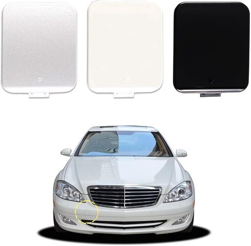 Car Front Bumper Tow Hook Cover Compatible with Mercedes-Benz S Class W221 S280 S320 S350 S400 S63 S65 2007 2008 2009 Trailer Cover Cap A2218850223 Towing Eye Cap White Right Passenger Side in Saudi Arabia