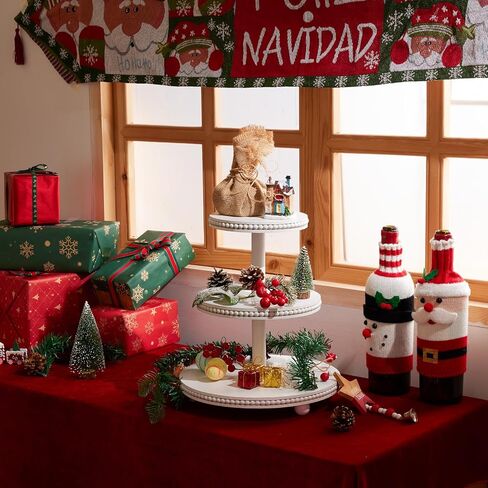 3 Tier Cupcake Stand Round,Wood Cake Stand with Tiered Tray Decor,Rustic Cake Stand,Cupcake Display for Home Tea Party, Birthday, Wedding, Farmhouse Decor,Woodland Baby Shower…… in Kuwait