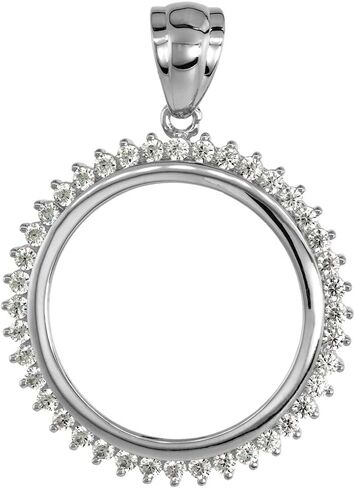 Sterling Silver Cubic Zirconia Quarter Dollar Bezel CZ Halo 24 mm Coins Prong Back 25 Cent Coin NOT Included in Saudi Arabia