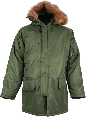 سترة FOX OUTDOOR Products للرجال طراز GI N-3B - سترة معزولة مقاومة للماء بغطاء للرأس في منتصف الفخذ كاملة القطع للطقس البارد in Saudi Arabia