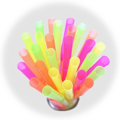 〖500packs〗 Flexible Plastic Straws -9.45" Extra Height Bendy Straws Prefer for Tumblers/Bottled Drinks/All Hot or Cold Drinking Striped Color Mixed in Saudi Arabia