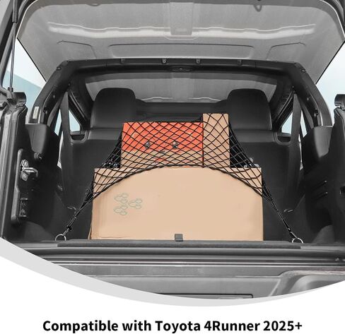 شبكة شحن Linskip متوافقة مع Toyota 4Runner 2025+، منظم صندوق السيارة، شبكة تخزين مرنة لملحقات صندوق السيارة من الجيل السادس من 4Runner باللون الأسود in Saudi Arabia