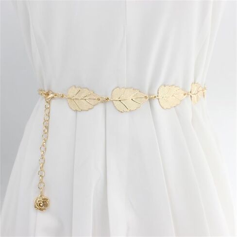 Vintage Leaf Waist Chain Belt for Women Bohemian Leaves Dress Body Belly Link Chains Minimalist Adjustable Belts Chain Jeans Accessory Jewelry in Saudi Arabia