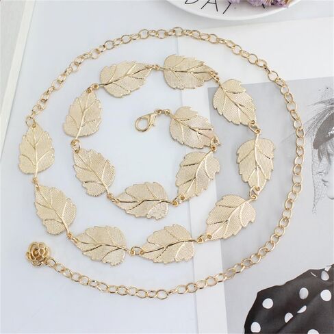 Vintage Leaf Waist Chain Belt for Women Bohemian Leaves Dress Body Belly Link Chains Minimalist Adjustable Belts Chain Jeans Accessory Jewelry in Saudi Arabia