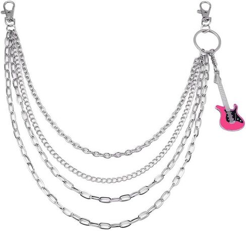 Punk Guitar Pendant Layered Goth Pants Trouser Chain for Women Men Enamel Hip Hop Stylish Gothic Pocket Wallet Belt Jean Waist Chains Charm Statement Cool Music Lover Festival Body Jewelry in Saudi Arabia