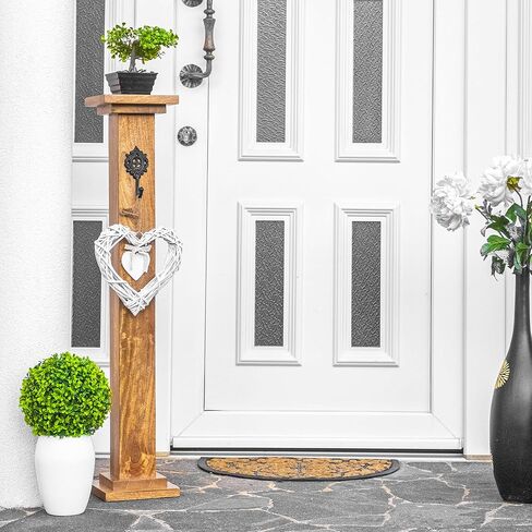 علامة الشرفة الخشبية، عمود إكليل - 42.5 بوصة علامة ترحيب لديكور الشرفة الأمامية - مصنوعة يدويًا من خشب المانجو المتين - حامل إكليل الباب الأمامي - حامل لافتات الترحيب بالمنزل - ديكور الباب الأمامي in Kuwait