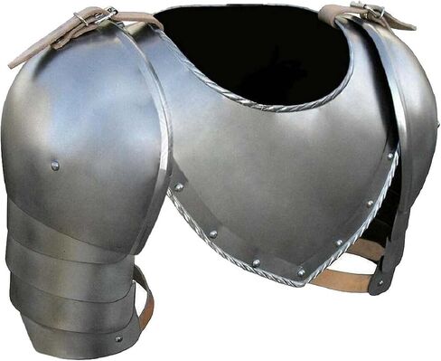 مجموعة درع Gorget and Spaulders من العصور الوسطى - درع الكتف والرقبة من Viking Crusader Pauldrons - معدات زي معدنية مصنوعة يدويًا من أجل LARP، والكوسبلاي، وإعادة التمثيل، ومكافحة SCA in Saudi Arabia