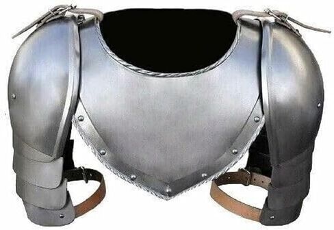 مجموعة درع Gorget and Spaulders من العصور الوسطى - درع الكتف والرقبة من Viking Crusader Pauldrons - معدات زي معدنية مصنوعة يدويًا من أجل LARP، والكوسبلاي، وإعادة التمثيل، ومكافحة SCA in Saudi Arabia