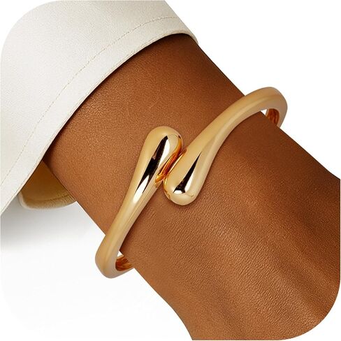 Chunky Gold Bangle Bracelets for Women Trendy 14K Gold Plated Cuff Bracelets Stack, Dainty Bracelet Sets Fashion Jewelry Gift in Saudi Arabia