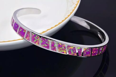 Fashion Fine Purple Fire Opal Bangles 925 Sliver Jewelry for Women Girl in Saudi Arabia