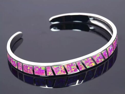 Fashion Fine Purple Fire Opal Bangles 925 Sliver Jewelry for Women Girl in Saudi Arabia