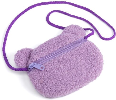 Plush Teddy Bear Crossbody Bag for Little Girls, Toddlers, Kids Age 3-8 - Purple in Saudi Arabia