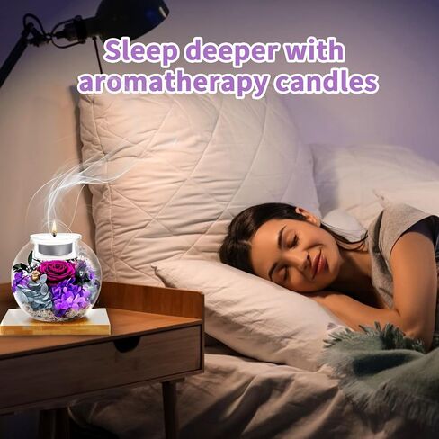 Flowers for Delivery, Preserved Flower in Glass Dome with Scented Candle, Long Lasting Rose Gifts for Women Wife Girlfriend on Christmas Mothers Day Valentines Day Birthday (Purple) in Saudi Arabia