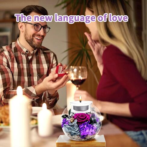 Flowers for Delivery, Preserved Flower in Glass Dome with Scented Candle, Long Lasting Rose Gifts for Women Wife Girlfriend on Christmas Mothers Day Valentines Day Birthday (Purple) in Saudi Arabia