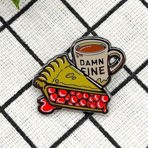 Cherry Pie Damn Fine Coffee Enamel Pin - Cooperation Series - Enamel Lapel Pin - Plated Badge for Clothing, Bags, and Lanyards in Saudi Arabia