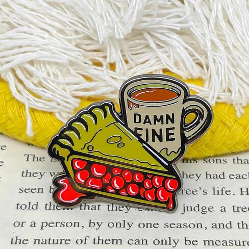 Cherry Pie Damn Fine Coffee Enamel Pin - Cooperation Series - Enamel Lapel Pin - Plated Badge for Clothing, Bags, and Lanyards in Saudi Arabia