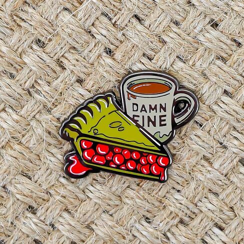 Cherry Pie Damn Fine Coffee Enamel Pin - Cooperation Series - Enamel Lapel Pin - Plated Badge for Clothing, Bags, and Lanyards in Saudi Arabia