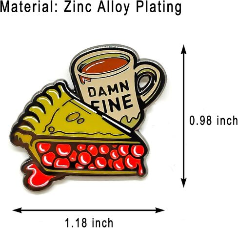 Cherry Pie Damn Fine Coffee Enamel Pin - Cooperation Series - Enamel Lapel Pin - Plated Badge for Clothing, Bags, and Lanyards in Saudi Arabia