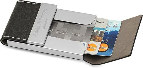 Personalized Black Leatherette Magnetic Card Holder in Saudi Arabia