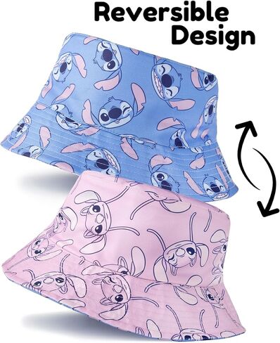 Disney Lilo & Stitch Girls Reversible Hat | Blue Stitch & Pink Angel | Soft Kids’ Sun Hat in Saudi Arabia