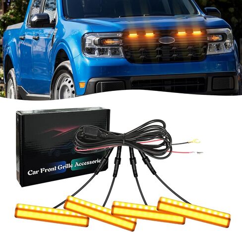 Front Grille Led Light For 2022-2025 Ford Maverick LARIAT XL XLT Accessories Raptor Style Grill Lights (DIY Style-Amber) in Kuwait