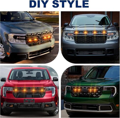 Front Grille Led Light For 2022-2025 Ford Maverick LARIAT XL XLT Accessories Raptor Style Grill Lights (DIY Style-Amber) in Kuwait