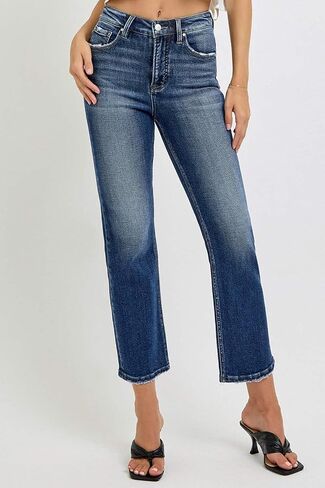 SALT TREE Risen Jeans - Tummy Control High Rise Crop Straight Jeans - RDP5922 in Saudi Arabia