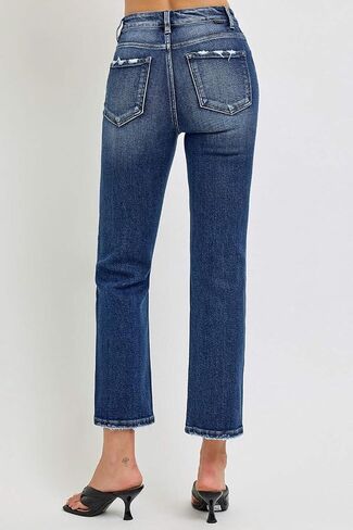 SALT TREE Risen Jeans - Tummy Control High Rise Crop Straight Jeans - RDP5922 in Saudi Arabia