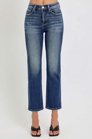 SALT TREE Risen Jeans - Tummy Control High Rise Crop Straight Jeans - RDP5922 in Saudi Arabia