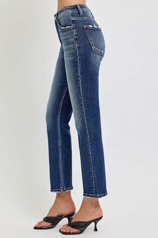 SALT TREE Risen Jeans - Tummy Control High Rise Crop Straight Jeans - RDP5922 in Saudi Arabia