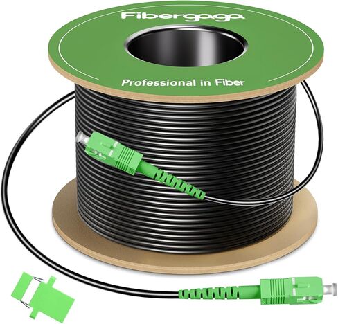 Fibergaga -30M (98 قدمًا) SC/APC إلى SC/APC كابل الألياف الضوئية في الهواء الطلق ، ألياف الوضع المفرد البسيط ، كابل الإنترنت OS2 الألياف - OS1/OS2 أسود متوافق in Saudi Arabia