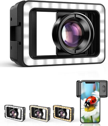 APEXEL 15X Macro Lens for iPhone with LED Fill Light, Samsung, Android Phone, with Universal Lens Clip Attachment (Fits for Almost Smartphone) in Kuwait