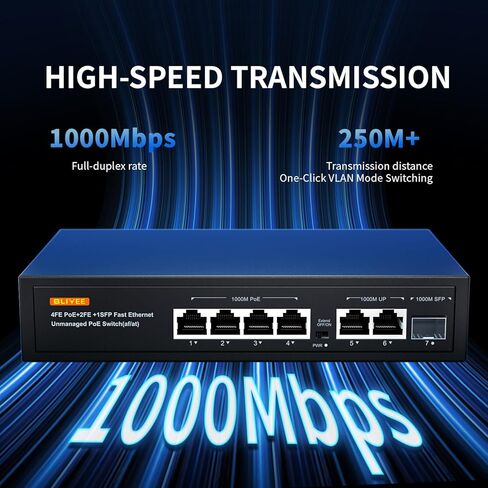محول PoE سريع بـ 10 منافذ (8 منافذ POE + 2 وصلة تصاعدية)، 802.3af/at PoE+ 100 ميجابت في الثانية | تمتد إلى 250Mete | المعادن غير المدارة | التوصيل والتشغيل | مفتاح الكشف الذكي in Kuwait