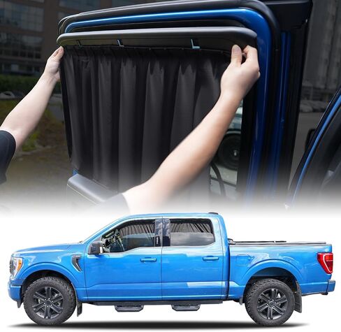 [ترقية 2025] ستائر السيارة الأسبوعية لعام 2021 2022 2023 2024 2025 Ford F150 SuperCrew | حاجز شمسي لنافذة السيارة الجانبية من Drive-Safe بنسبة 99% من الأشعة فوق البنفسجية وحماية الخصوصية، سهل التركيب دون تلف، أسود 4 قطع in Kuwait