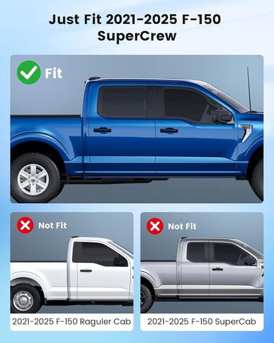 [ترقية 2025] ستائر السيارة الأسبوعية لعام 2021 2022 2023 2024 2025 Ford F150 SuperCrew | حاجز شمسي لنافذة السيارة الجانبية من Drive-Safe بنسبة 99% من الأشعة فوق البنفسجية وحماية الخصوصية، سهل التركيب دون تلف، أسود 4 قطع in Kuwait