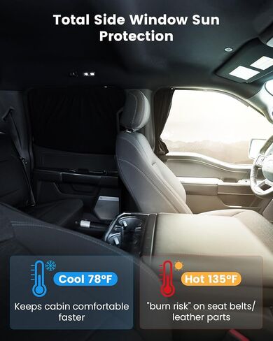 [ترقية 2025] ستائر السيارة الأسبوعية لعام 2021 2022 2023 2024 2025 Ford F150 SuperCrew | حاجز شمسي لنافذة السيارة الجانبية من Drive-Safe بنسبة 99% من الأشعة فوق البنفسجية وحماية الخصوصية، سهل التركيب دون تلف، أسود 4 قطع in Kuwait