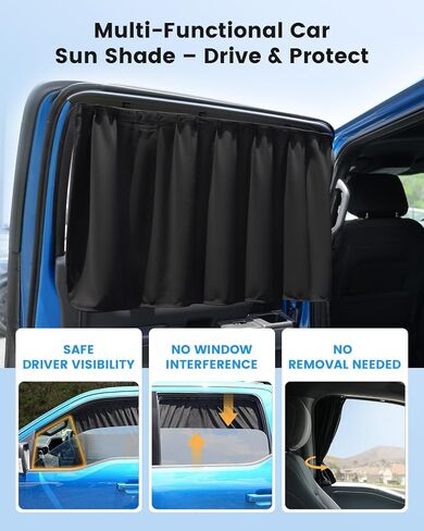[ترقية 2025] ستائر السيارة الأسبوعية لعام 2021 2022 2023 2024 2025 Ford F150 SuperCrew | حاجز شمسي لنافذة السيارة الجانبية من Drive-Safe بنسبة 99% من الأشعة فوق البنفسجية وحماية الخصوصية، سهل التركيب دون تلف، أسود 4 قطع in Kuwait